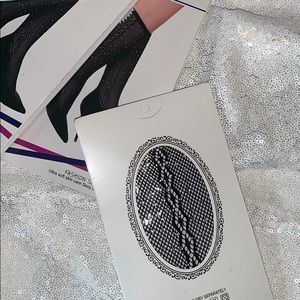 Black Fishnet Socks adorned w/ Crystals